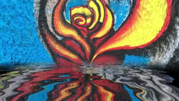 Surrealistyczne kolorowe abstrakcyjne tło odbite w wodzie — Wideo stockowe