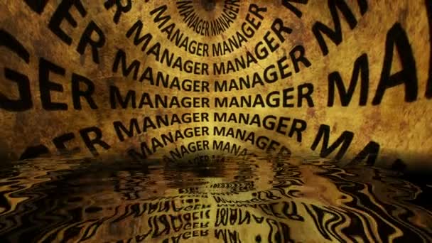 Manager tekst weerspiegeld in water — Stockvideo