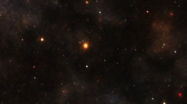 Gece gökyüzündeki bulutsu ve galaksideki yıldızlar