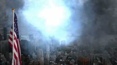 Büyük şehirde Amerikan bayrağı dalgalanıyor ve fırtınaya yenik düşüyor