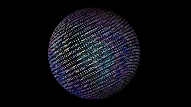 Binaire gegevens over het roterende bolconcept — Stockvideo