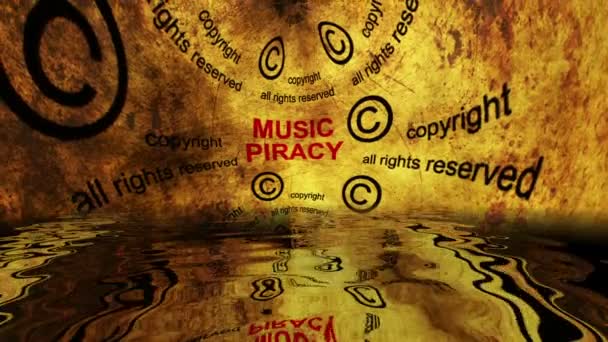 Piractwo muzyczne odzwierciedlone w koncepcji wody — Wideo stockowe