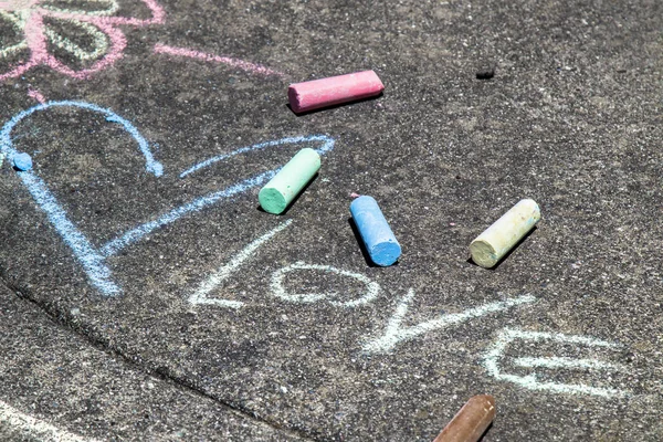 Chalk Drawing of Word Love Stock Image