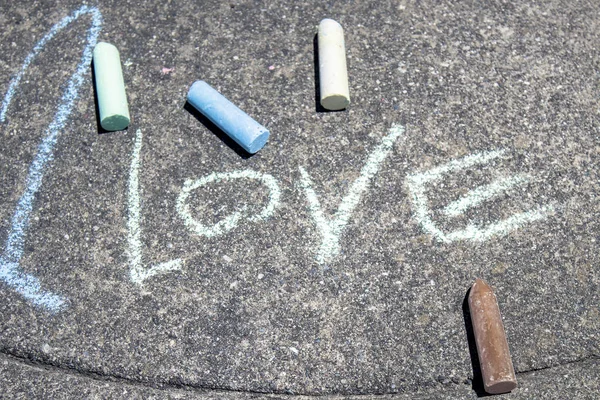 Chalk Drawing of Word Love Stock Picture