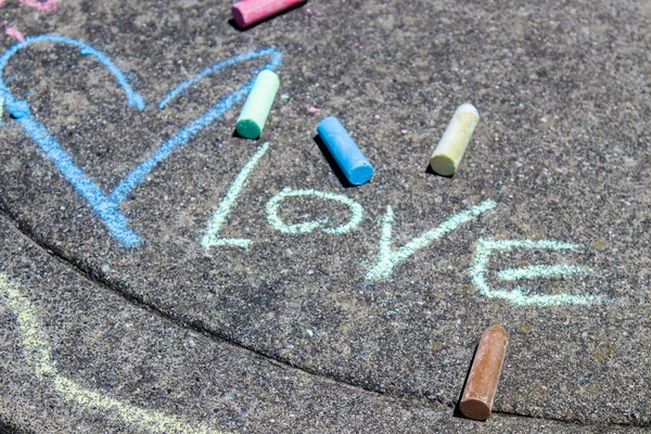 Chalk Drawing of Word Love Stock Photo