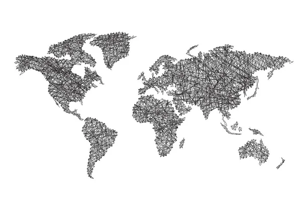 Weltkarte mit Fäden — Stockvektor