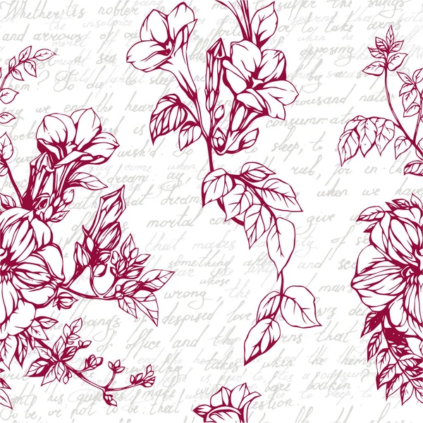 ガーネットの花パターンの図面 — ストックベクタ