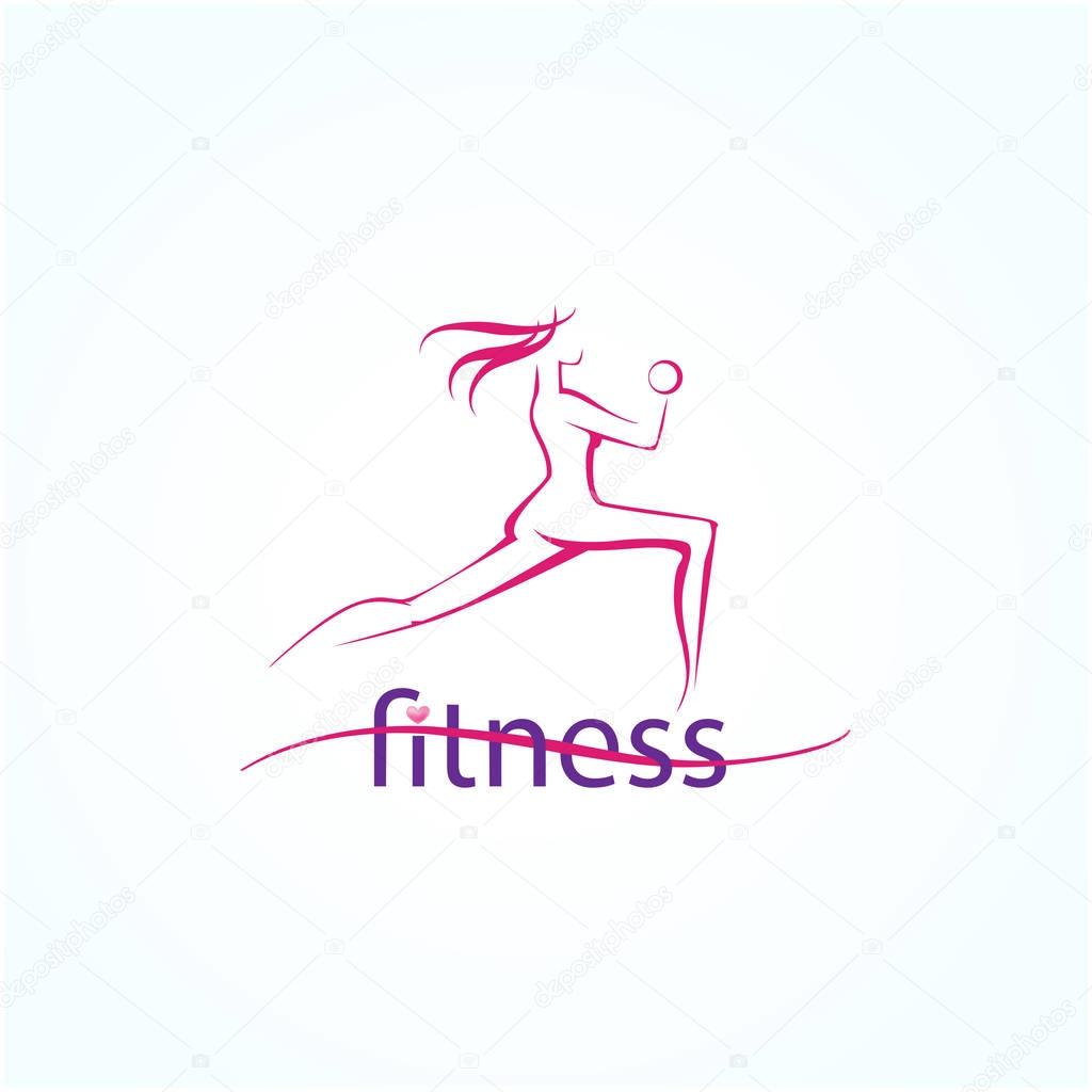 Abstract Template Logo With Silhouette Fitness Girl Premium Vector In Adobe Illustrator Ai Ai Format Encapsulated Postscript Eps Eps Format
