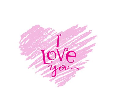 Elle çizilmiş yazı ile pembe kalp
