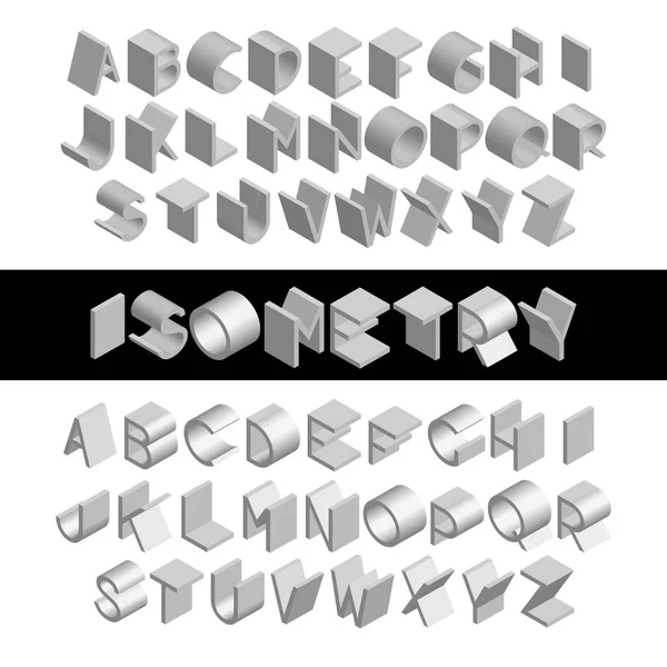 Isometrisk monokrom font — Stock vektor