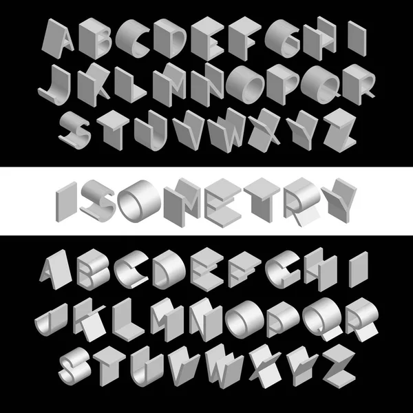 Isometric monochrome font — Stock Vector