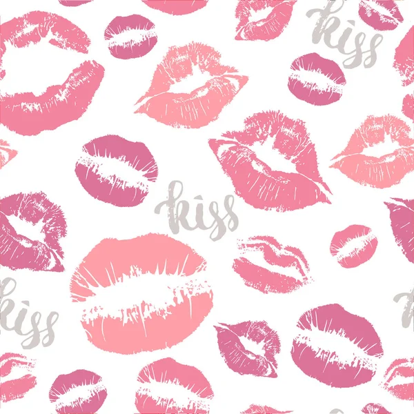 Print kisses lips pattern — Stock Vector