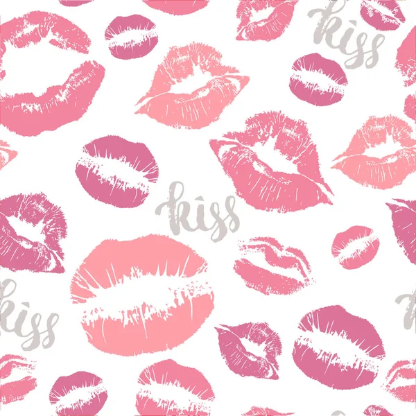 Padrão de lábios beijos impressão — Vetor de Stock