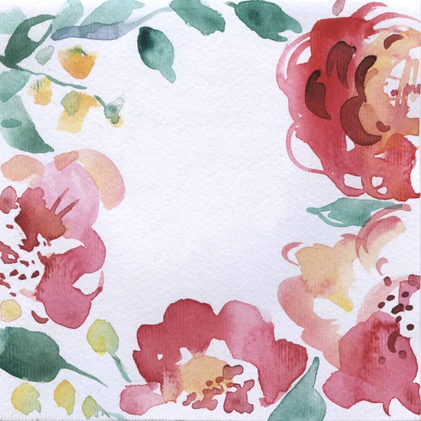 Watercolor Flowers Invitation . — Stock Photo, Image