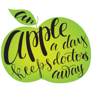 Apple silhouette with lettering. clipart