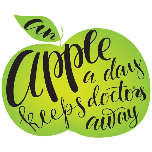 Apple silhouet met belettering. — Stockvector