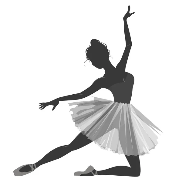 Ballerina ragazza silhouette — Vettoriale Stock