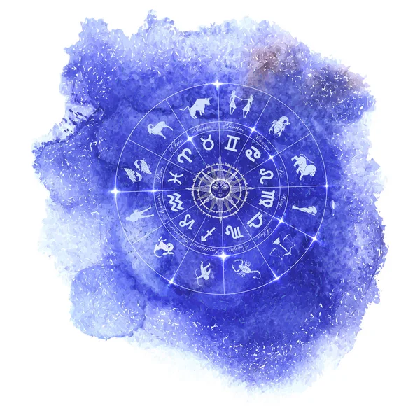 Kółko ze znakami zodiaku i gwiazdozbiory — Wektor stockowy