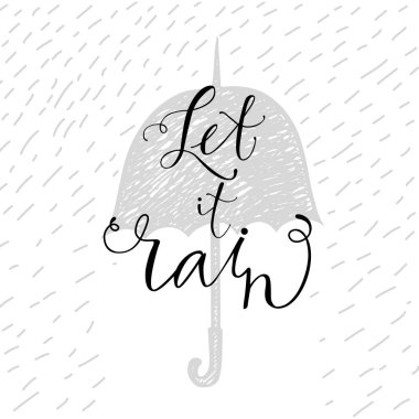 şemsiye ve elle çizilmiş yazı