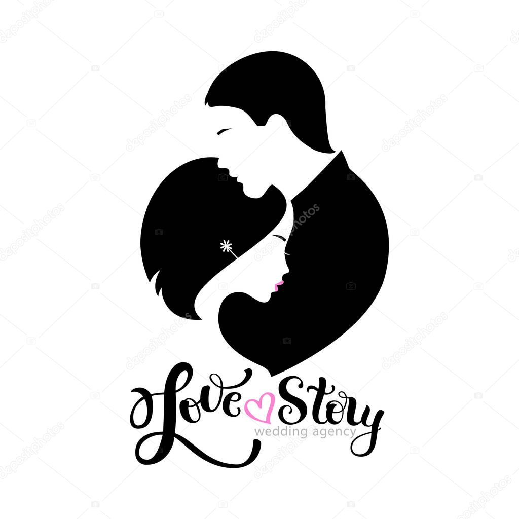 Wedding logo with silhouettes — Stock Vector © Ola-Ola #155270636