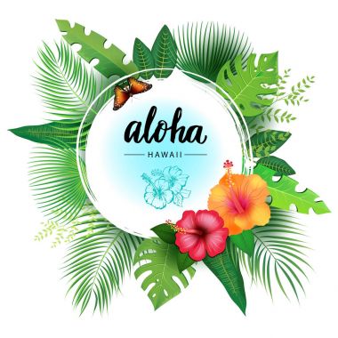 Tropikal yaprak ve yazı