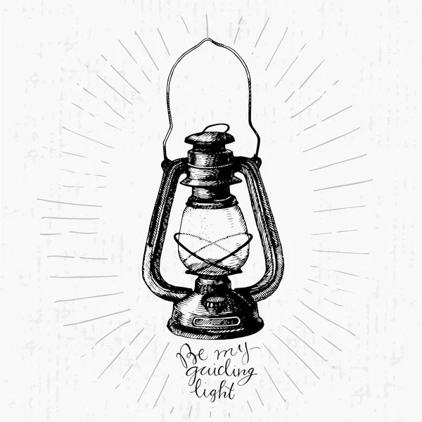 Vintage hand drawn lamp — Stock Vector