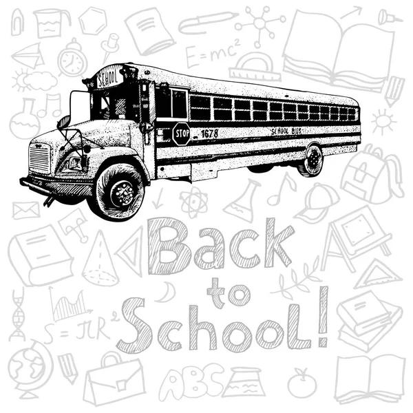 Schulbus und Schulsymbole — Stockvektor