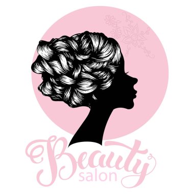 Güzel kadın saç stili ile siluet