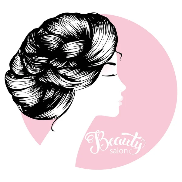 Woman beautiful silhouette with hair style — Stock Vector