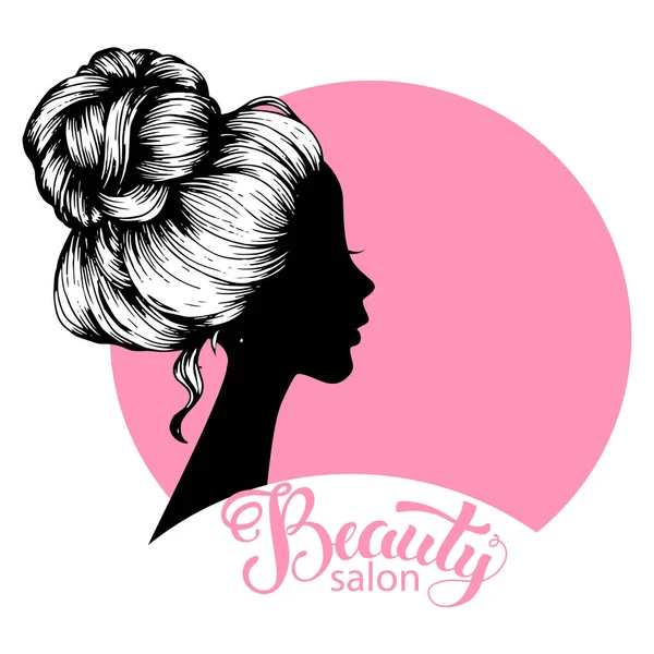 Woman beautiful silhouette with hair style — Stock Vector