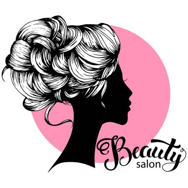 Kadın siluet saç stili ile