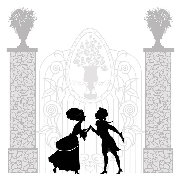 Silhouette jeune couple — Image vectorielle