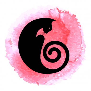 Kedi siluet pembe üzerinde