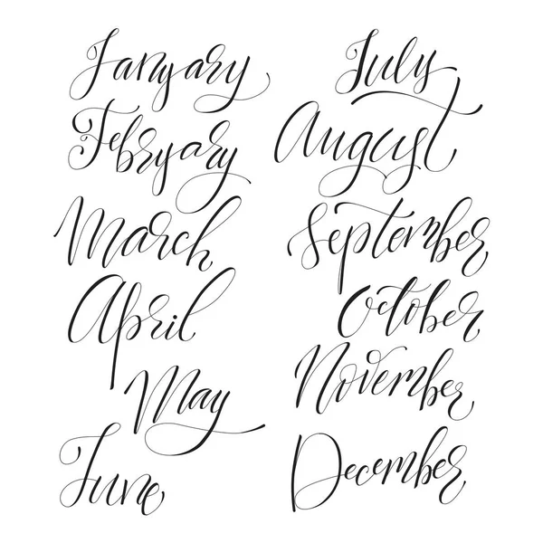 Lettering conjunto de meses —  Vetores de Stock