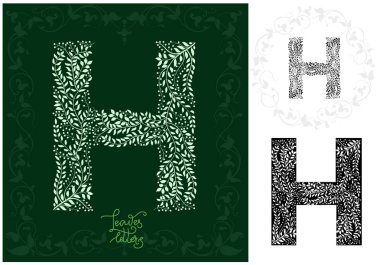 Mektup F yaprakları yapılmış. İlk harf, monogram, logo olarak kullanmak olabilir.