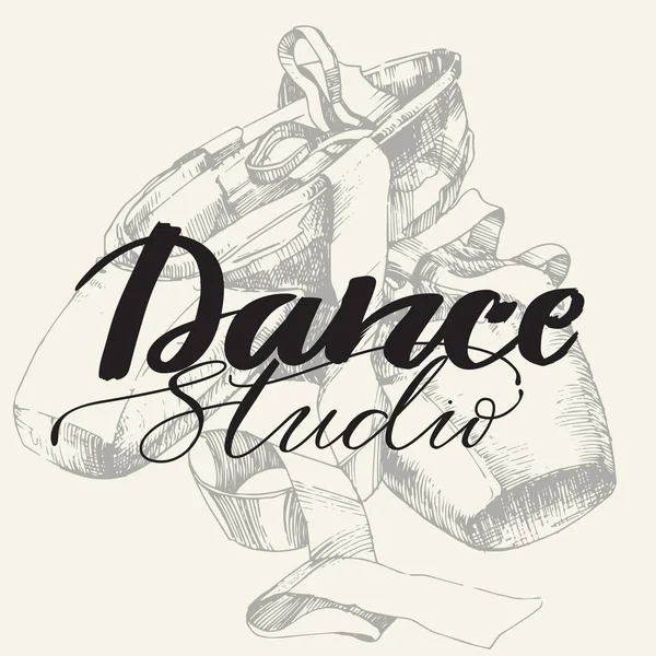 Logo Letrero Escrito Mano Para Ballet Estudio Danza Con Par — Archivo Imágenes Vectoriales