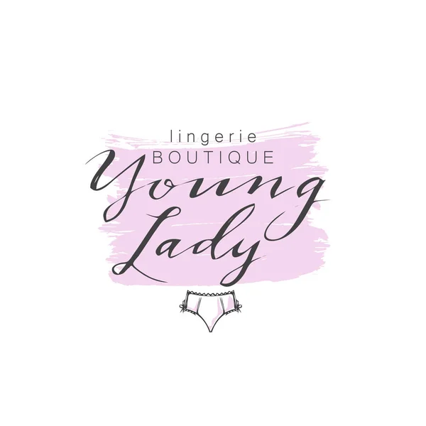 Vector embleem vrouw lingerie thema met belettering — Stockvector