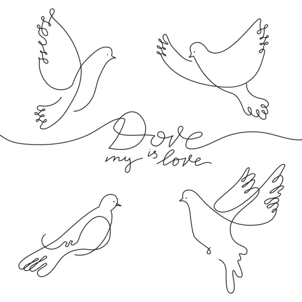 排成一行的鸽子艺术风格 — 图库矢量图片#