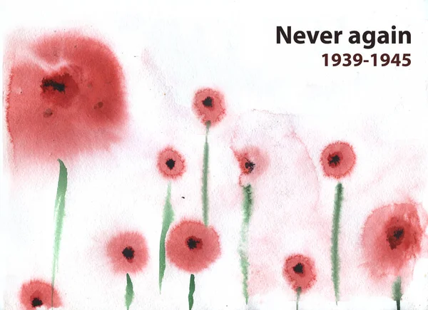 带有罂粟标志的第二次世界大战海报, — 图库照片#