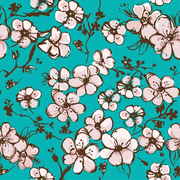 春の壁紙ともにアプリコットの花ベクトルスケッチ — ストックベクタ