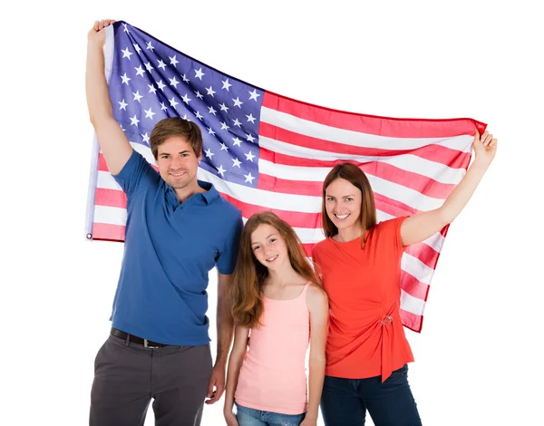 Family Holding American Flag — Stock Photo, Image