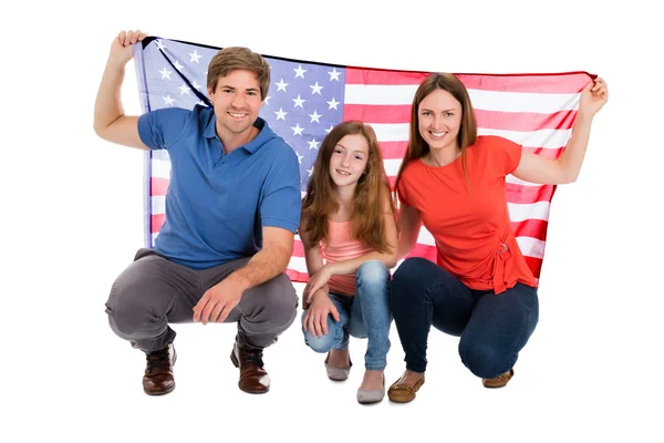 Family Holding American Flag — Stock Photo, Image