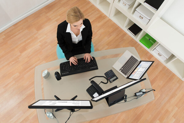 Businesswoman On Fitness Ball 