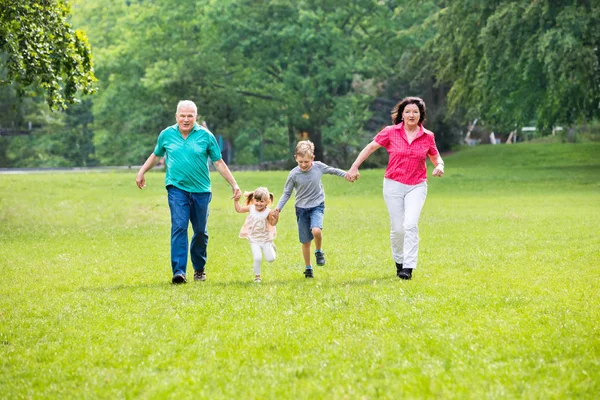 Grootouders en kleinkinderen samen tijd doorbrengen — Stockfoto