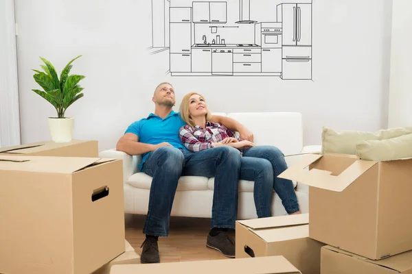 Couple Dreaming Of Kitchen — Stock Photo, Image