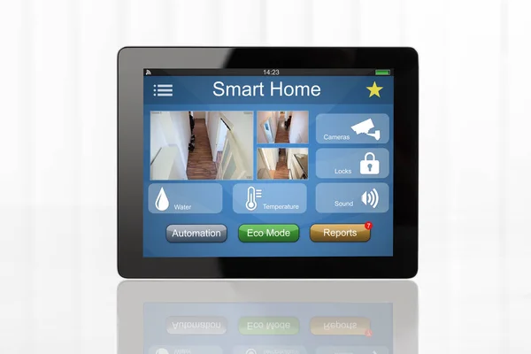 Tablet que muestra el sistema de automatización — Foto de Stock