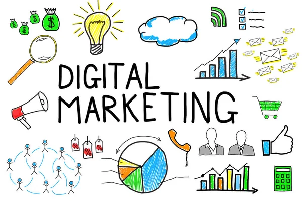 Diagrama de Marketing Digital — Fotografia de Stock
