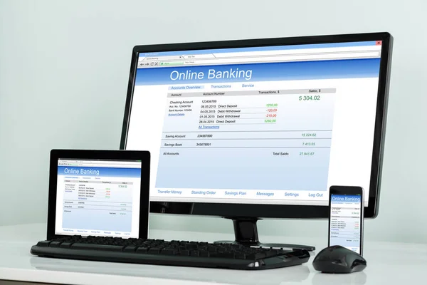 Gadgeten visar Online Banking — Stockfoto