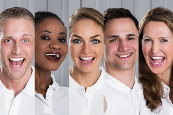 Collage Of Laughing People — Stock Photo, Image