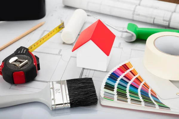 Architectural equipment on desk — Stock Photo, Image